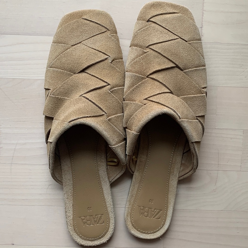 Zara Women's suede leather Woven Mules - Picture 5 of 7